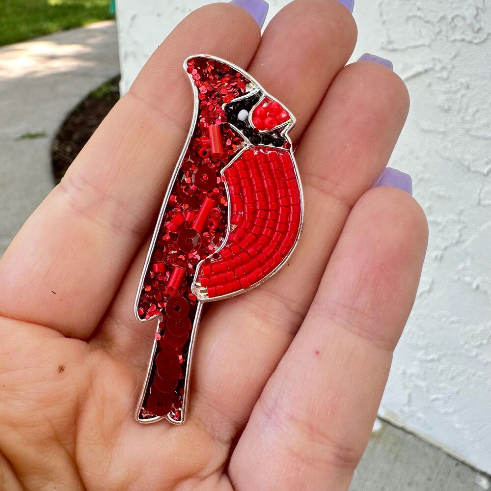 Vintage Jewelry Red Cardinal Brooch Unique Pin